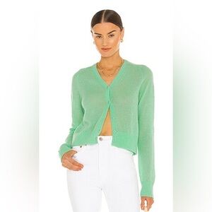 Re/Done 60s Slim Cardigan spearmint wool/alpaca-blend V-neck button sweater - L
